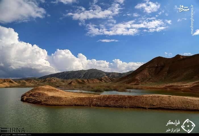 عکس /  میزان آب پشت سد خاکی در خراسان شمالی