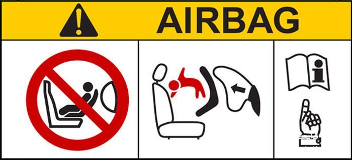 شکل 15. برچسب هشدار ممنوعیت به کارگیری صندلی کودک رو به پشت در مجاورت کیسه هوا فعال